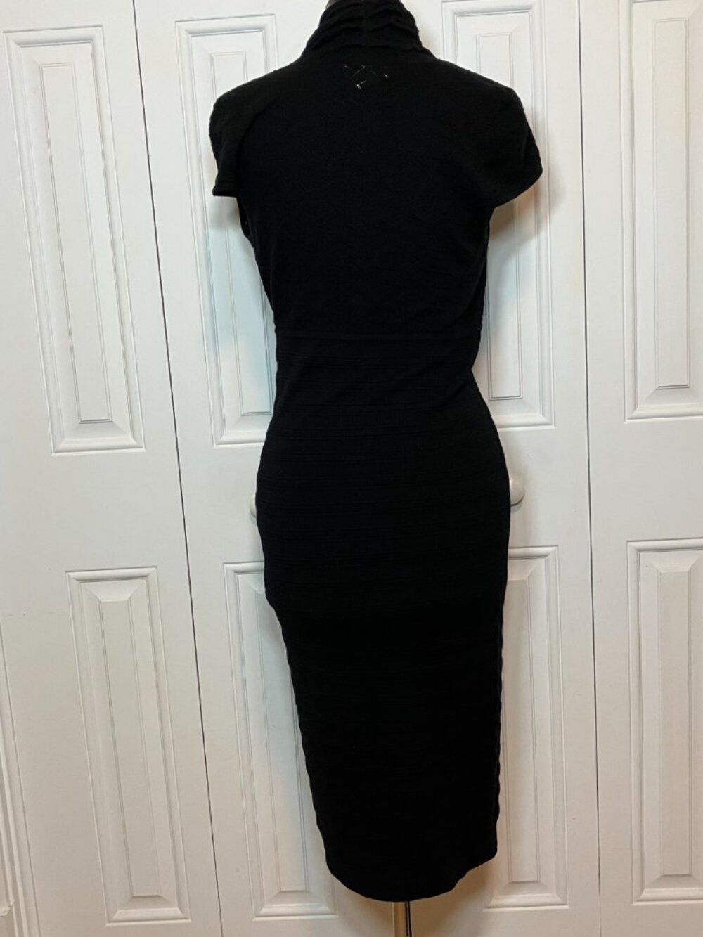 Catherine Malandrino Black Wool Stretch Bodycon Dress Size L - Picture 8 of 8